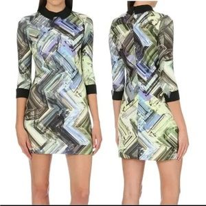 Ted Baker Dress Size 6 Potton Parquet Sheath Preppy Geometric Zip Back